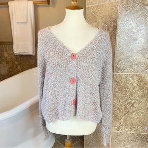 Adyson Parker Cayenne Powder Puff Sleeve Button Wool Blend Cardigan Sweater xs